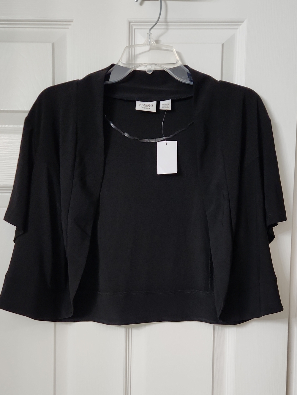 Cato Black Open-Front Cropped Shrug